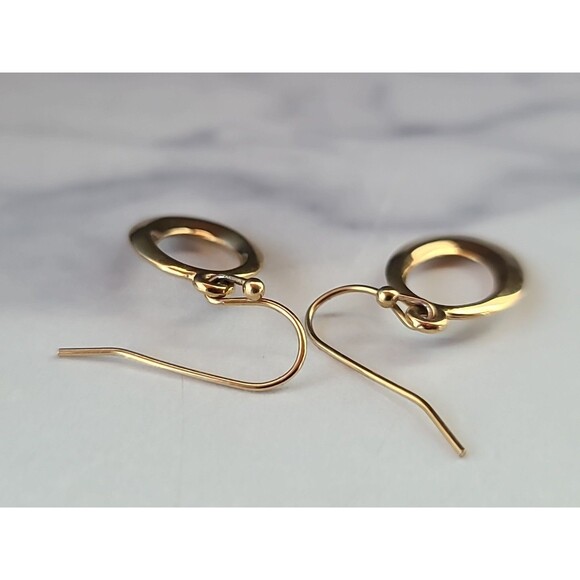 Dangling Gold Tone Metal Pierced Earrings Vintage Costume Jewelry - Picture 8 of 10